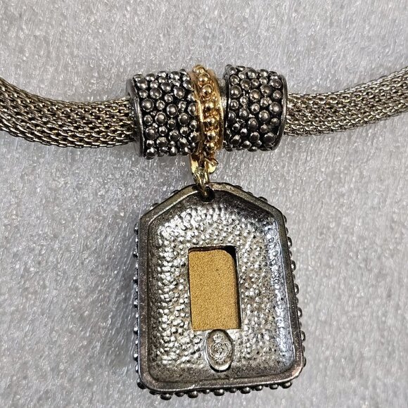 VTG Gothic Necklace Purple Faceted Pendant Magnetic Front Closure Silver Tone - Picture 7 of 10